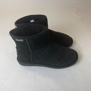 Bearpaw Black Short Boots Sherpa Lined Womens Size 9